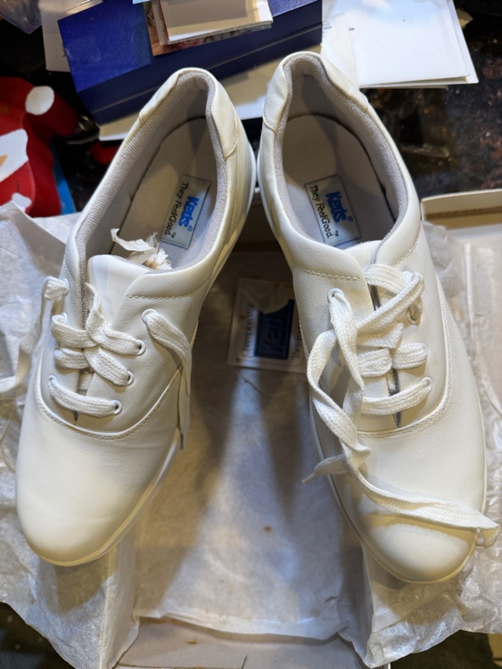 Keds White Leather Low-Top Lace-Up Sneakers